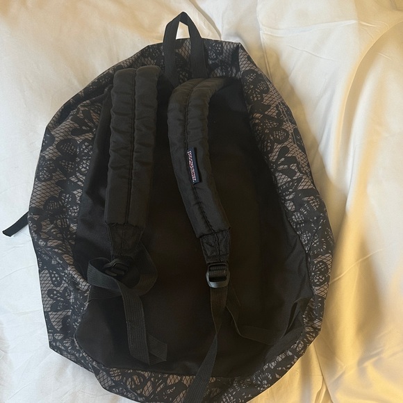 Jansport Vintage Black Floral Lace Backpack - Picture 2 of 8